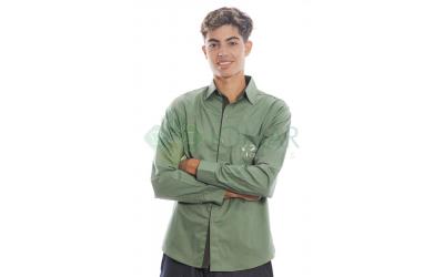 Camisa social masculina manga longa verde jade